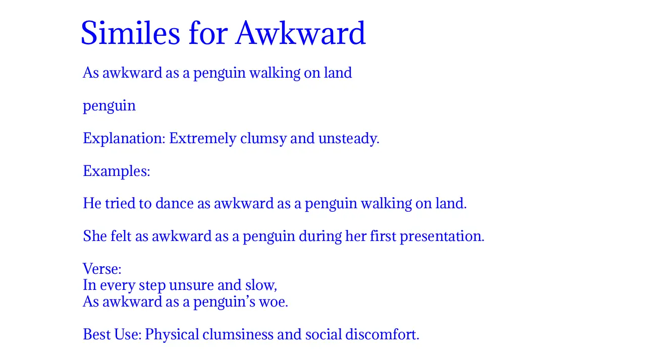 Similes for Awkward