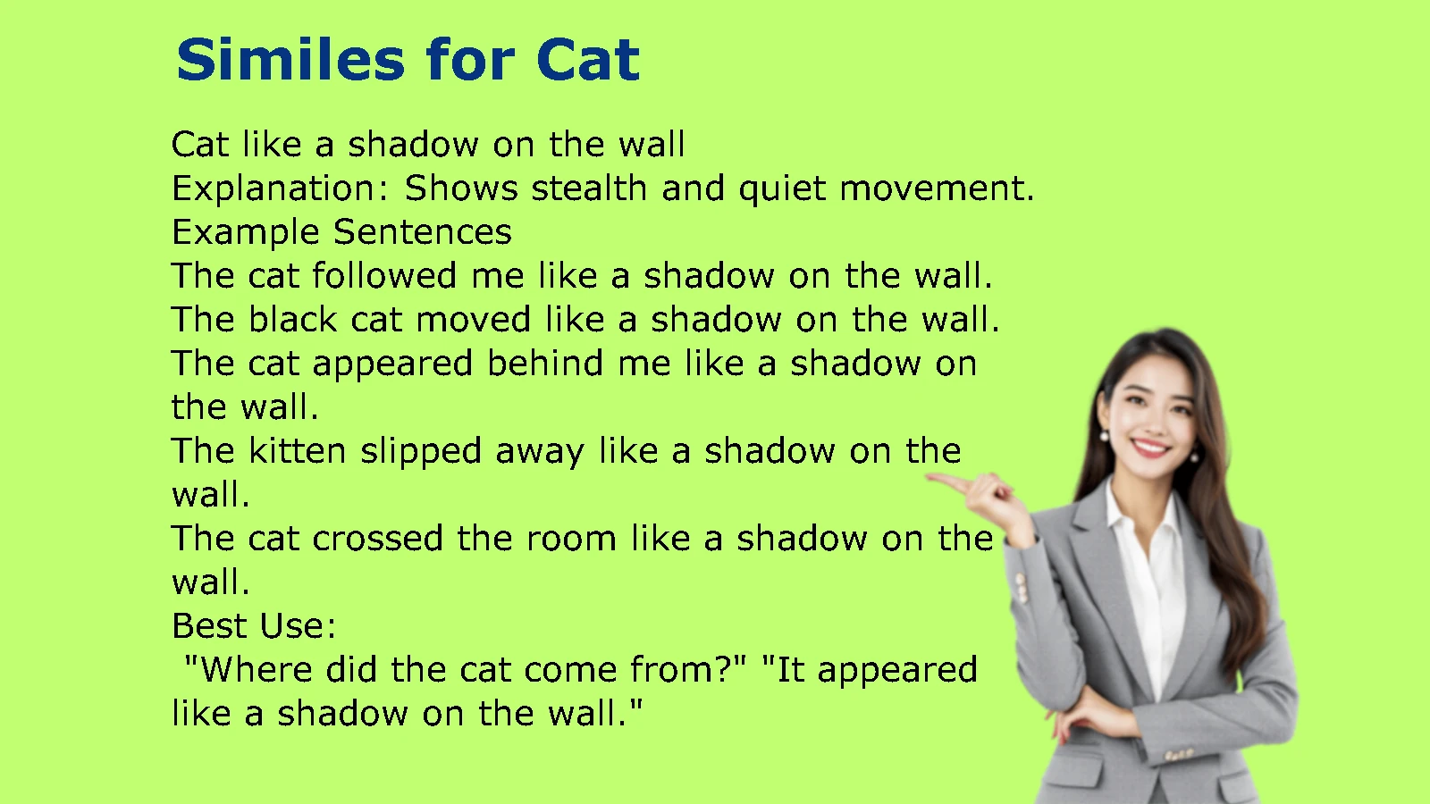 Unique Similes for Cats with Examples and Explanations