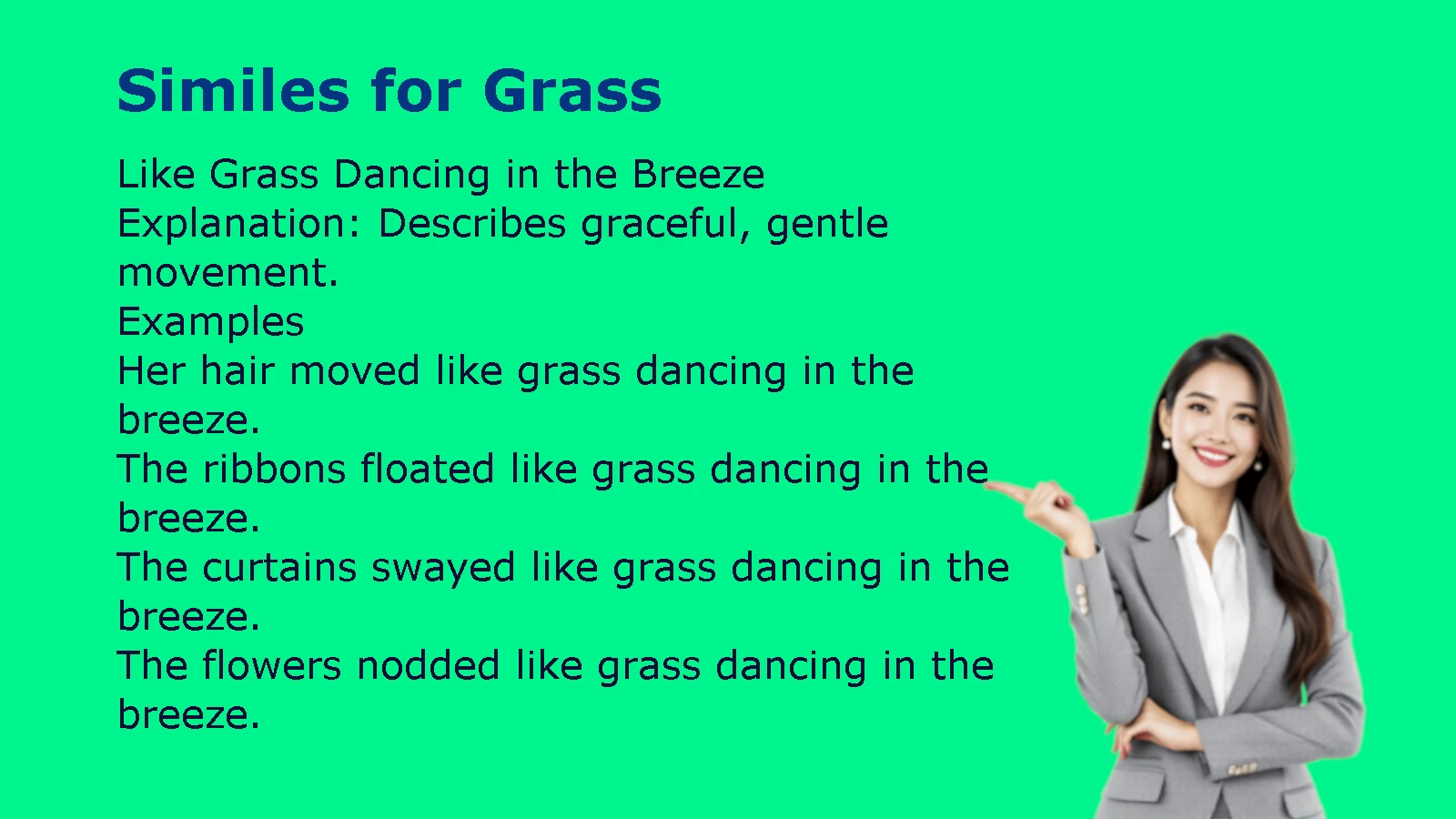 Similes for Grass with Meanings and Example Sentences