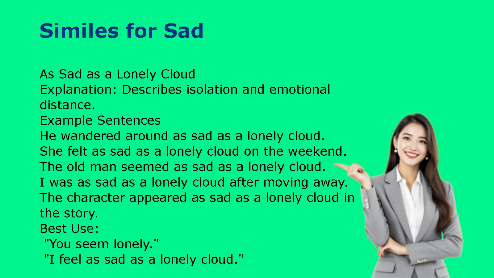Common Similes for Sad with Easy Explanations and Sentences