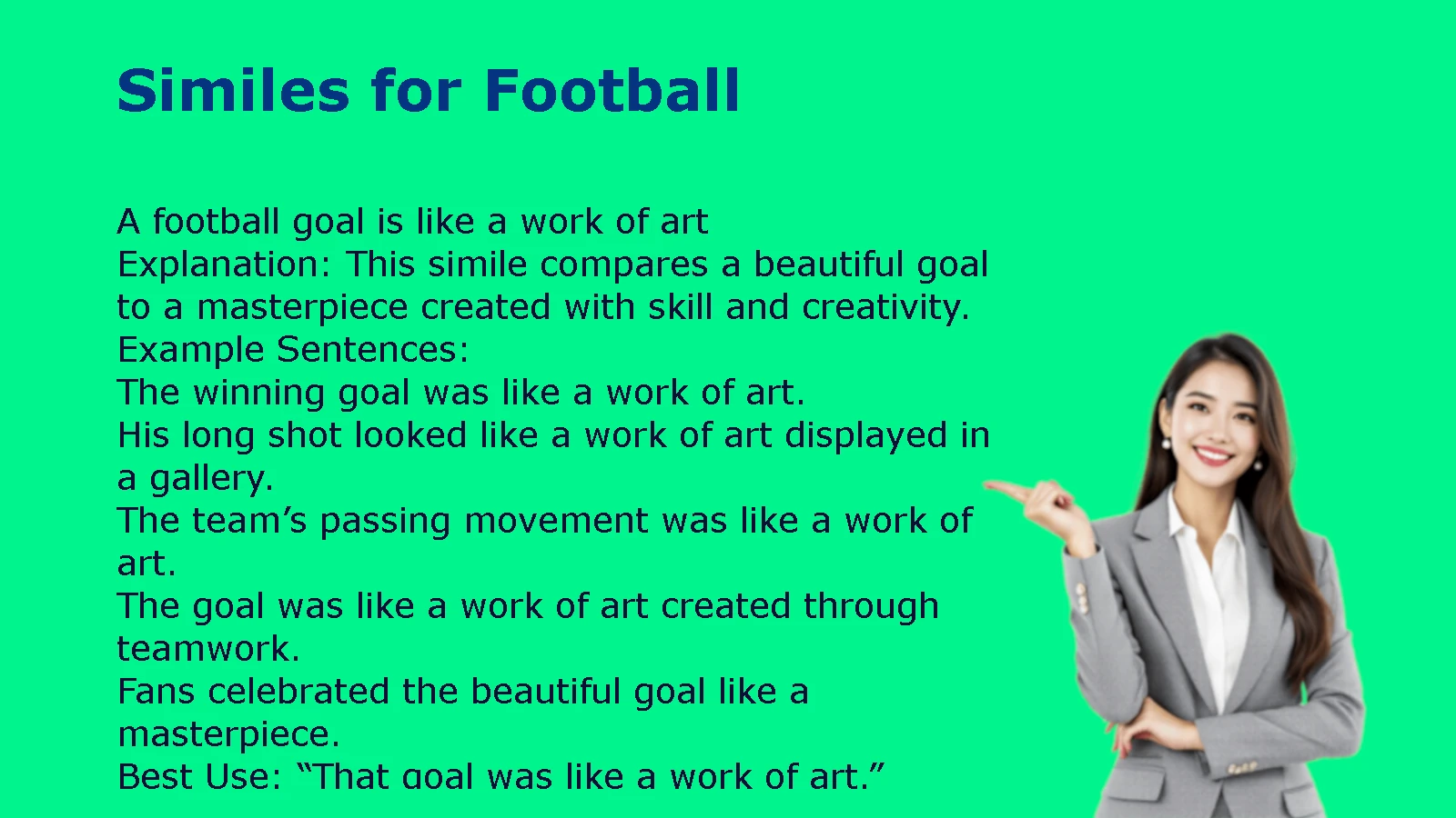 Similes for Football Players, Skills, and Matches