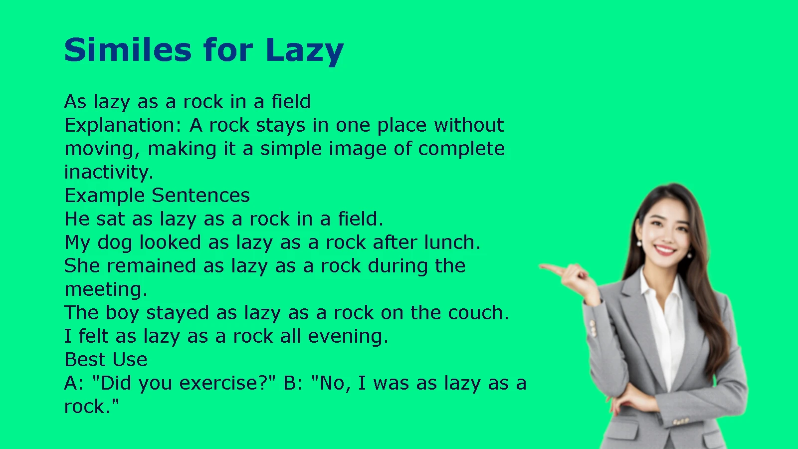 Similes for Lazy People, Actions, and Habits