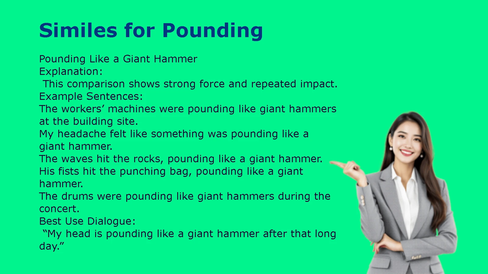 Similes for Pounding Examples