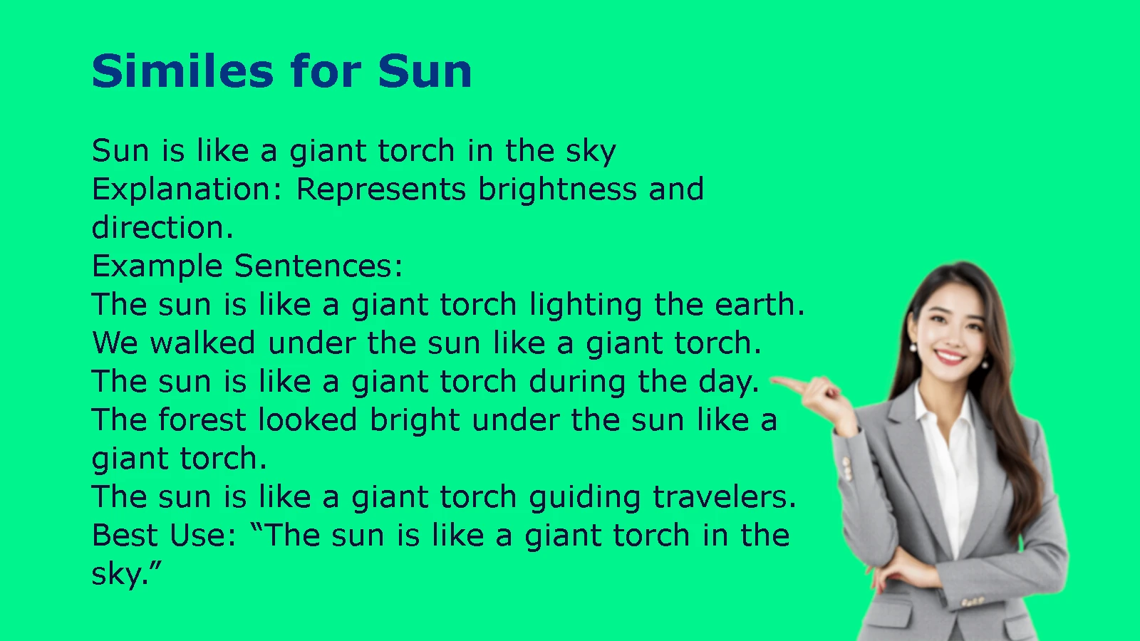 Similes for Sun with Meaning and Easy Examples for Creative Writing