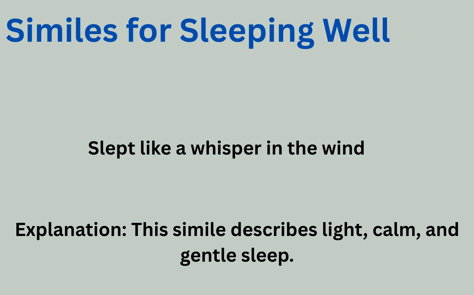 Powerful Similes for Sleeping Well with Explanation and Examples