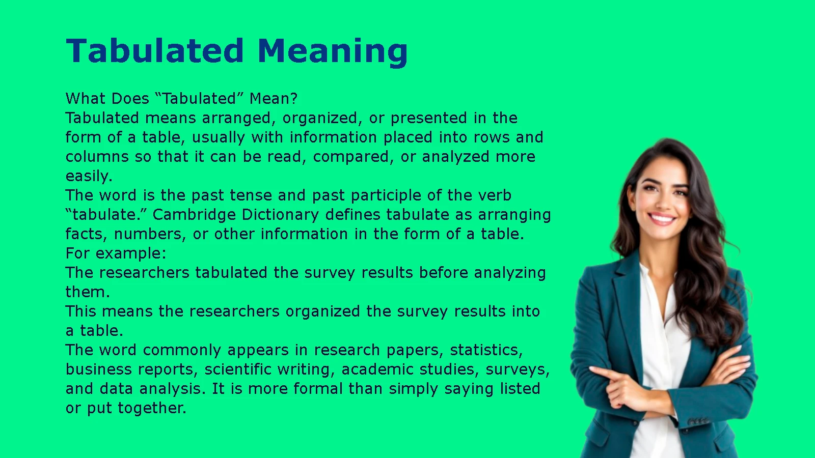 Tabulated Meaning