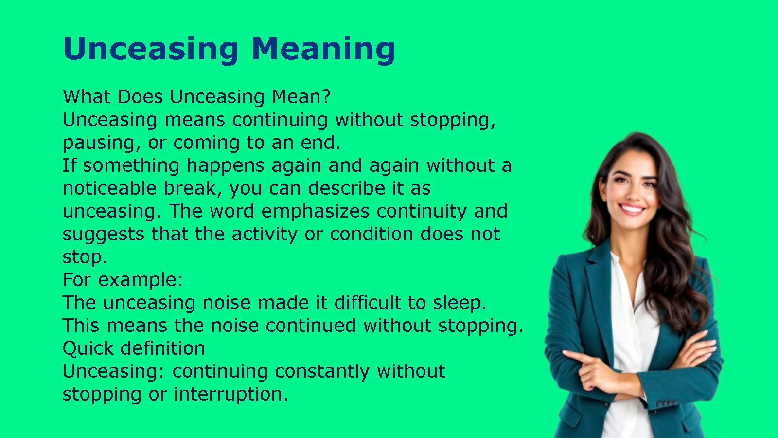 Unceasing Meaning
