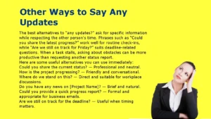 Other Ways to Say Any Updates