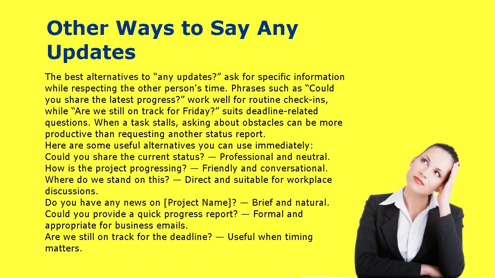 Other Ways to Say Any Updates