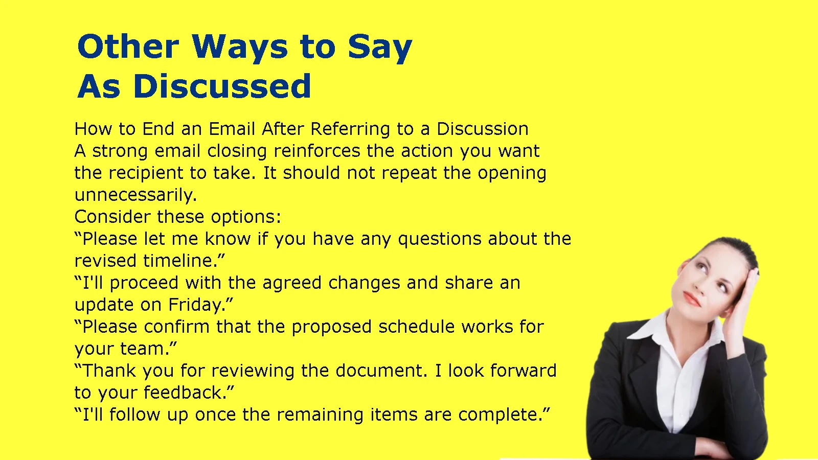 Other Ways to Say As Discussed
