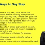Other Ways to Say Stay Safe